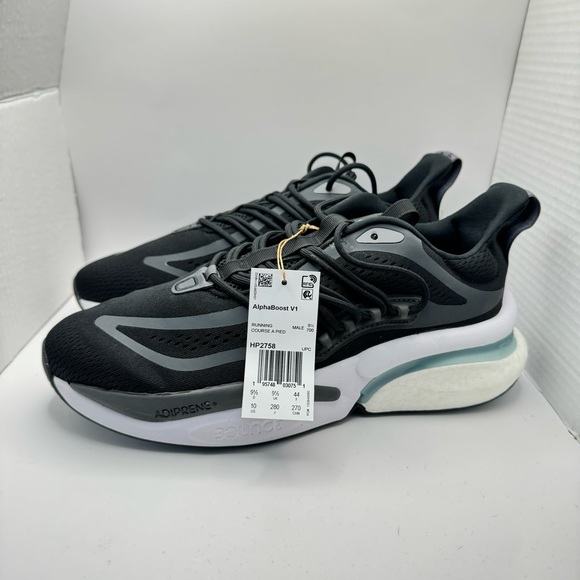 adidas AlphaBoost V1 Black Grey White Men Road Running Sports Shoes HP2758 - Picture 2 of 13